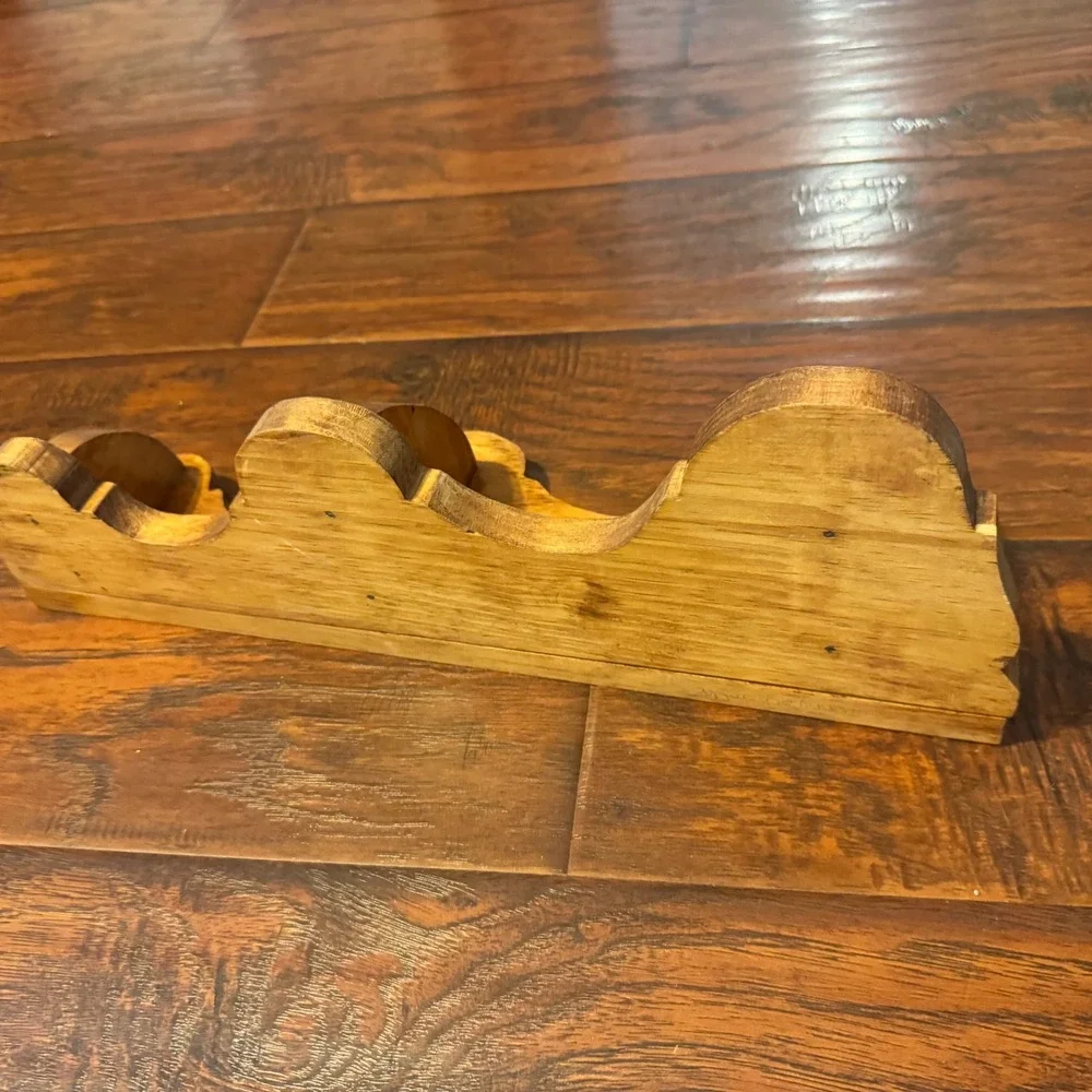Vintage Mid Century Modern MCM Wood Corner‎ Shelf 17in Brown Scroll Cut 3 Tier